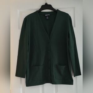 Lands' End Forest Green V-Neck  Blazer Cardigan